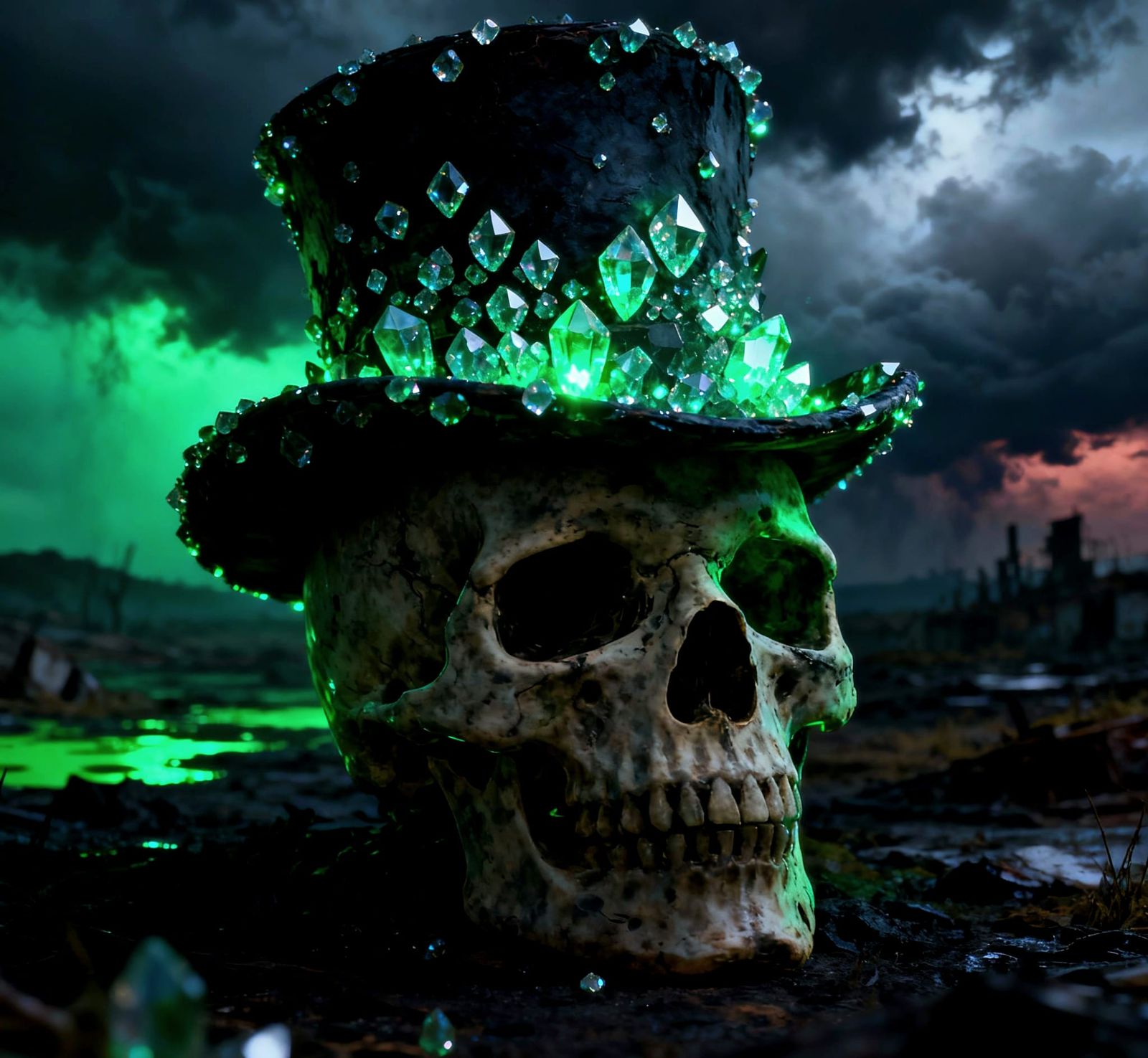Crystal Tophat on Skull in Post-Apocalyptic Wasteland