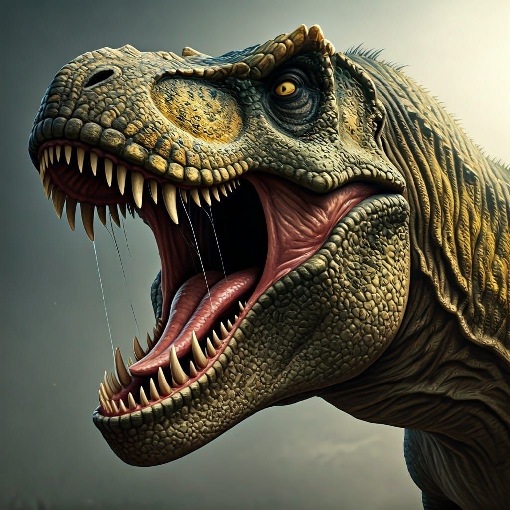 Realistic Tyrannosaurus Rex Close-Up with Razor-Sharp Teeth