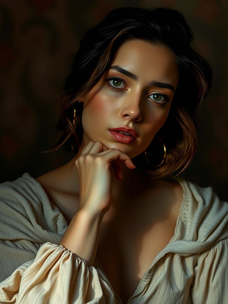 A Contemplative Woman in Soft Light