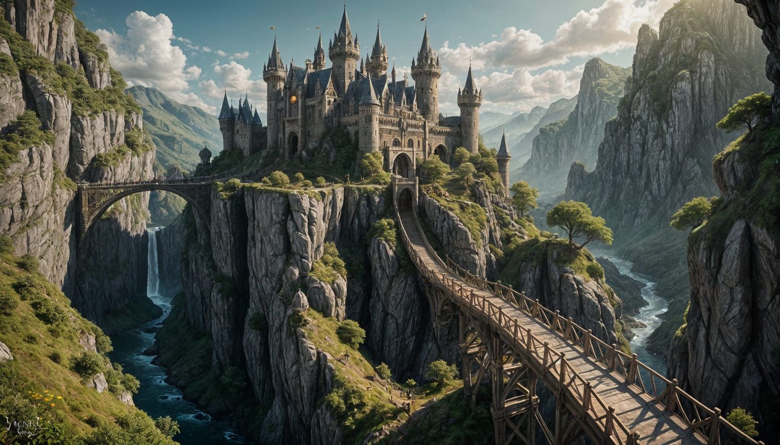 Elven Castle Footbridge in Fantasy Concept Art Style