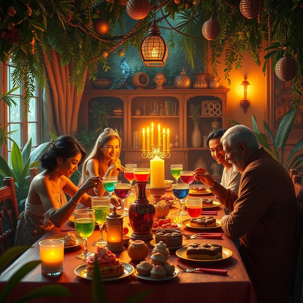 Whimsical Family Gathering in an Enchanted Dining Room