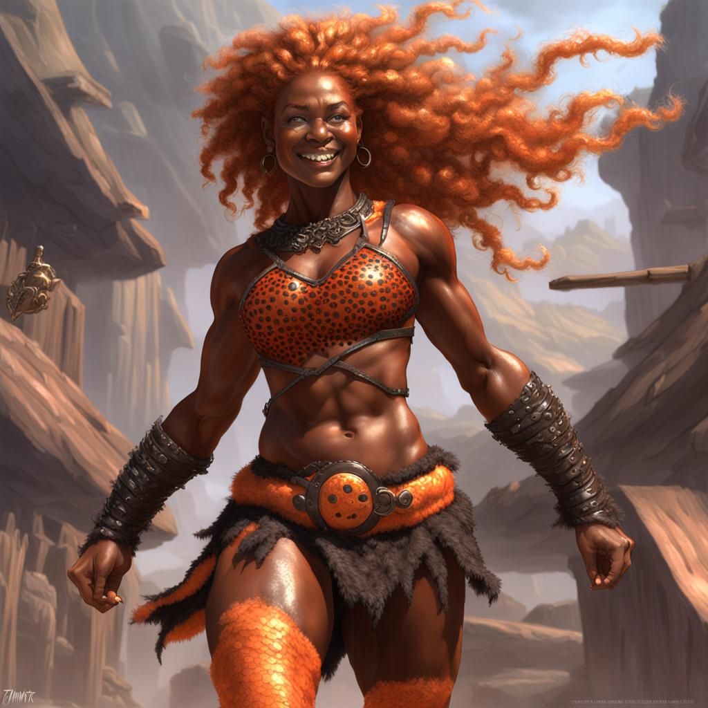 Chocolate Warrior Woman in Dark Fantasy Style