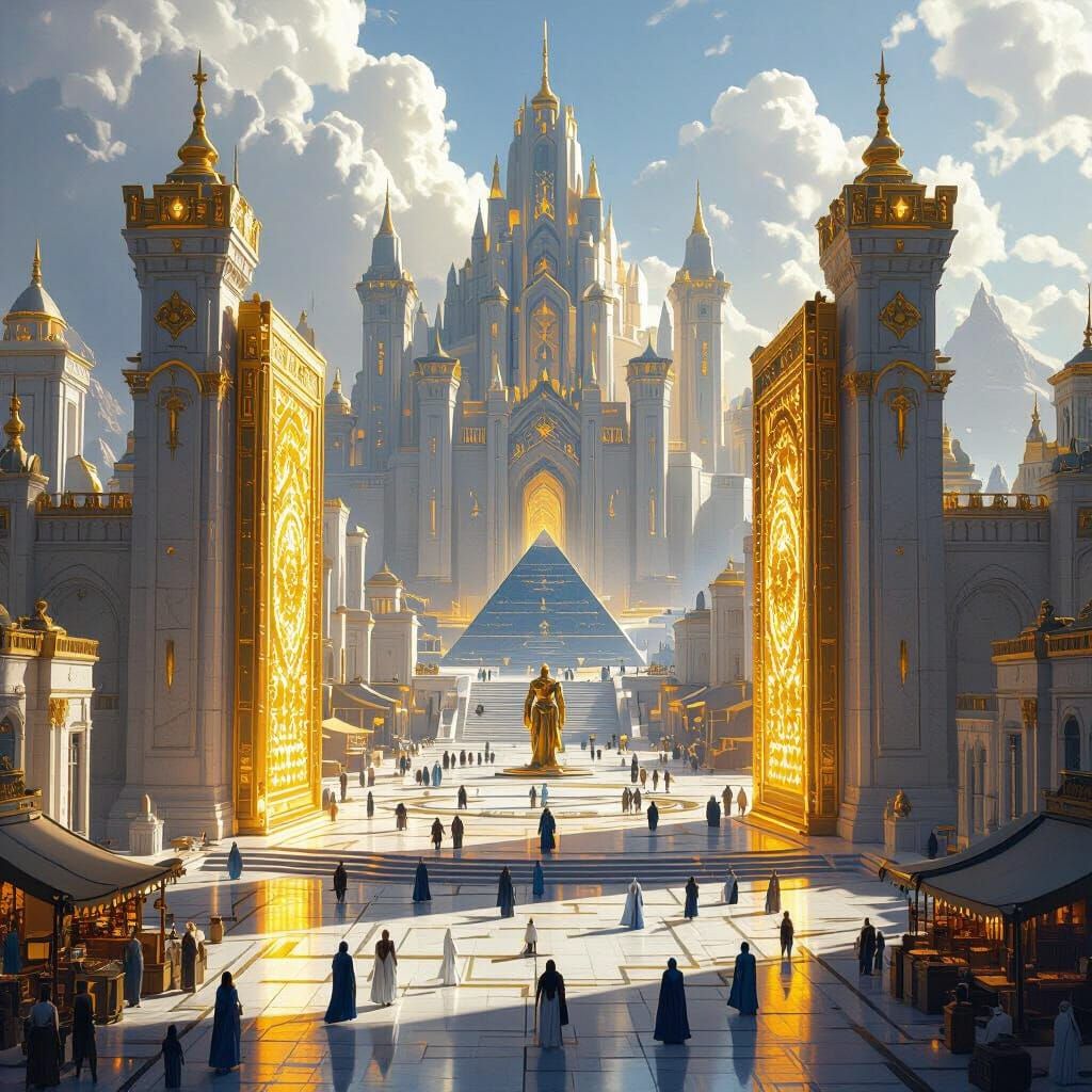 Majestic Golden Gates in Royal Capital Square