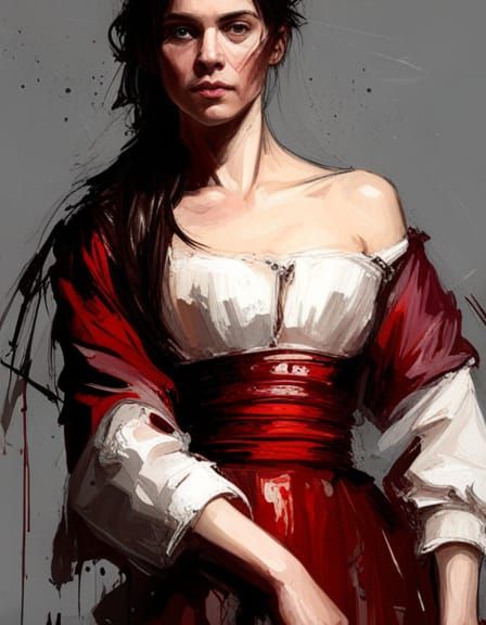 Hester Prynne Portrait in Victorian Graffiti Style