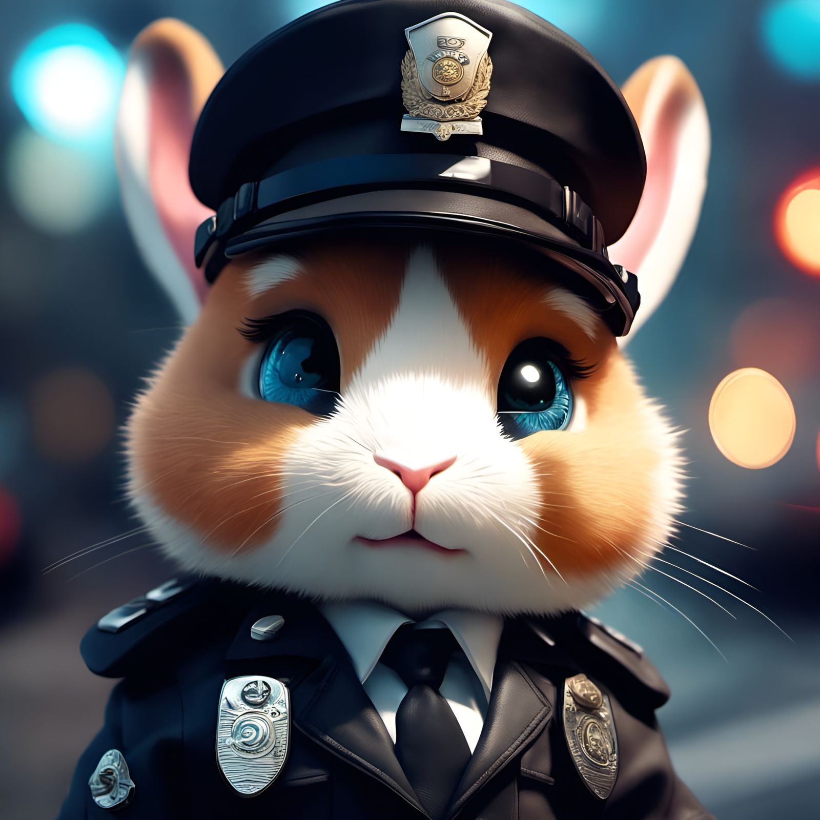 Chibi Bunny Cop Portrait in 3D