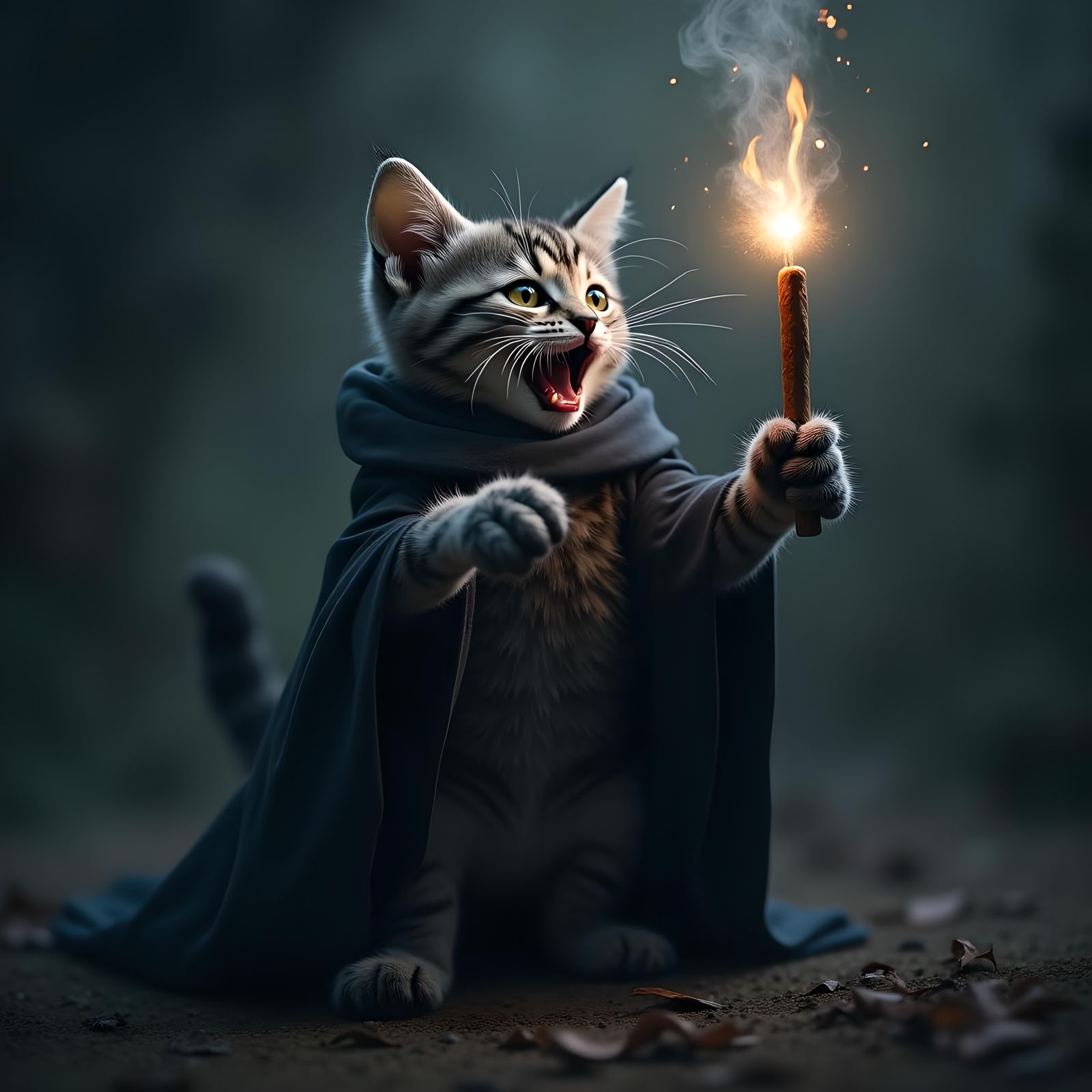 Beserk Kitten Casting Spell in Dark Castle
