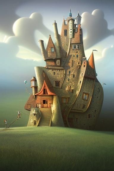 Whimsical Colossal Castle in Fantasy Art Style