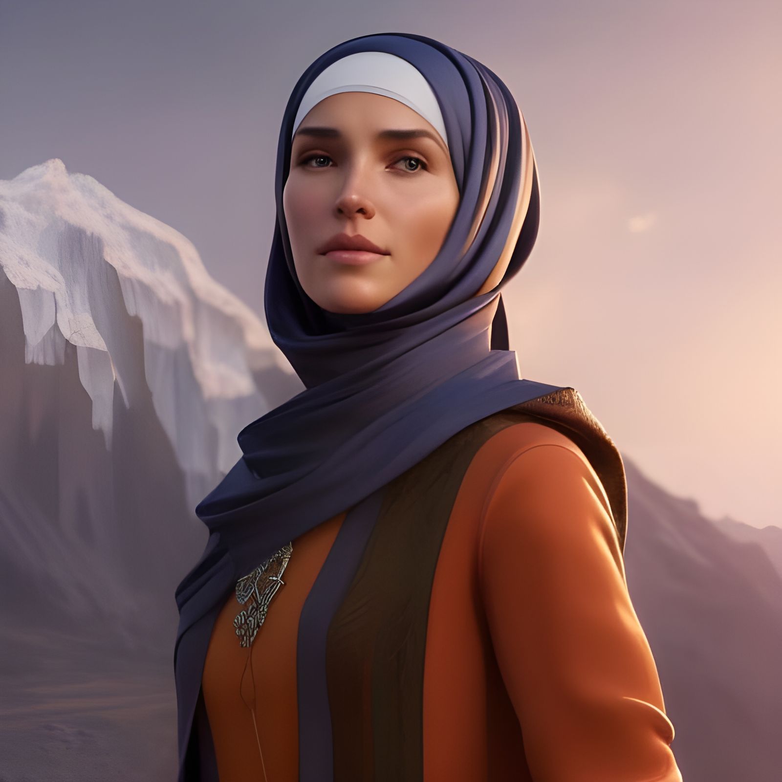 German Woman in Hijab: Hyperdetailed Portrait