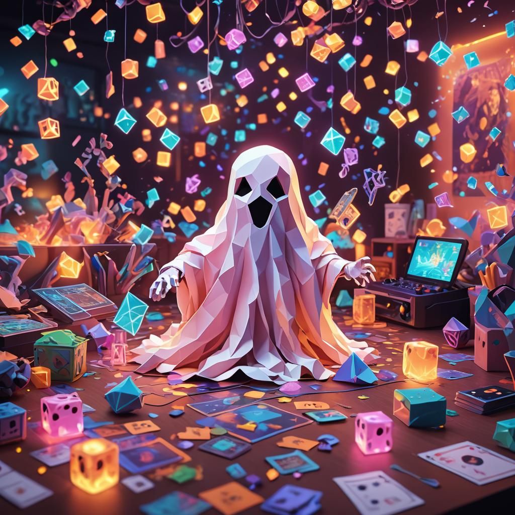 Glowing Chaos Ghost in a Game Night Scene