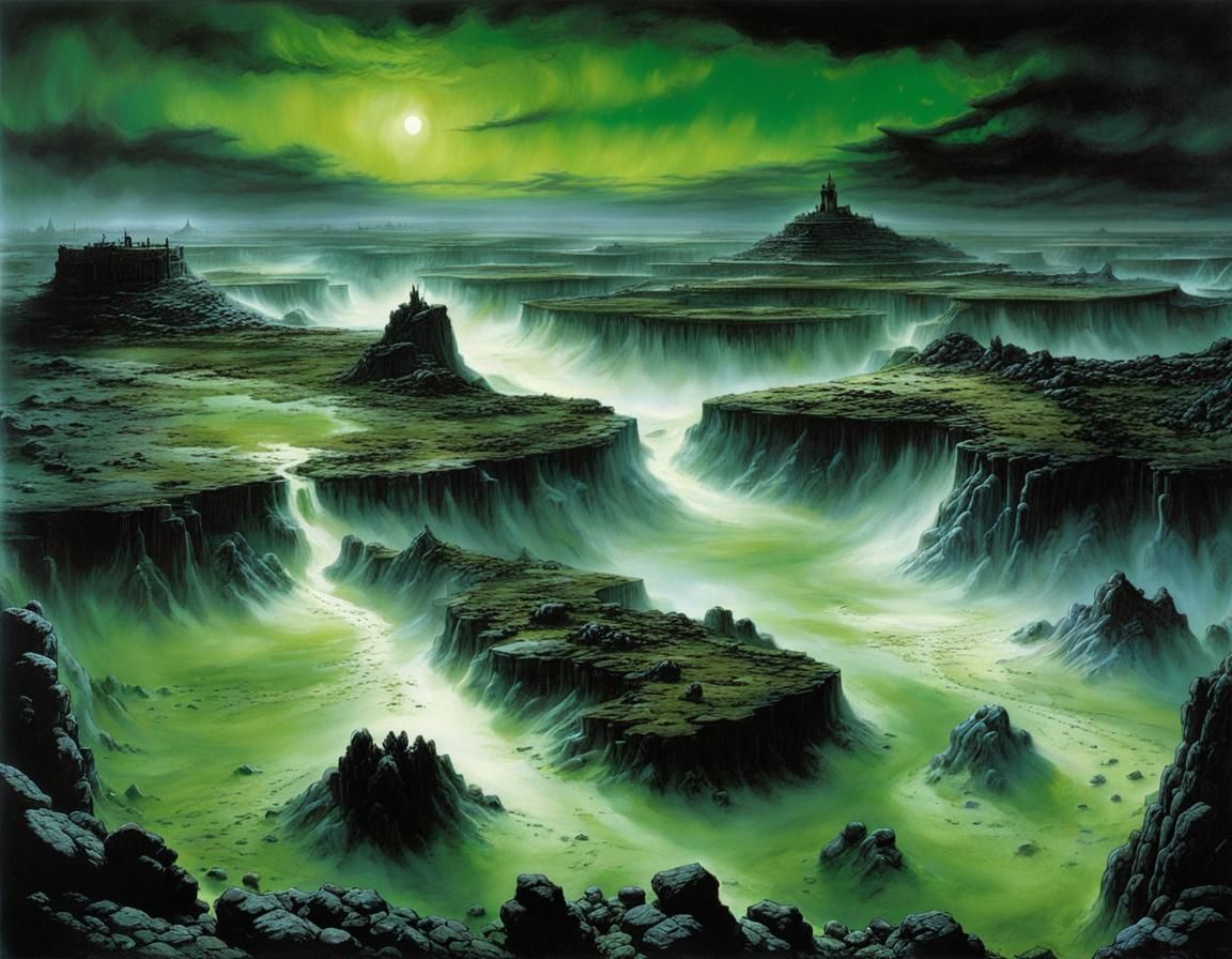 Barren Wasteland with Acid Pools by Luis Royo