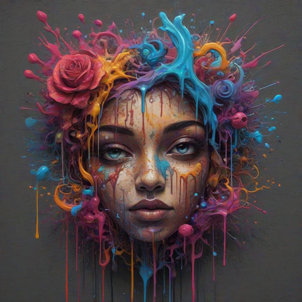 Vibrant Graffiti Art with Melting, Drippy Forms