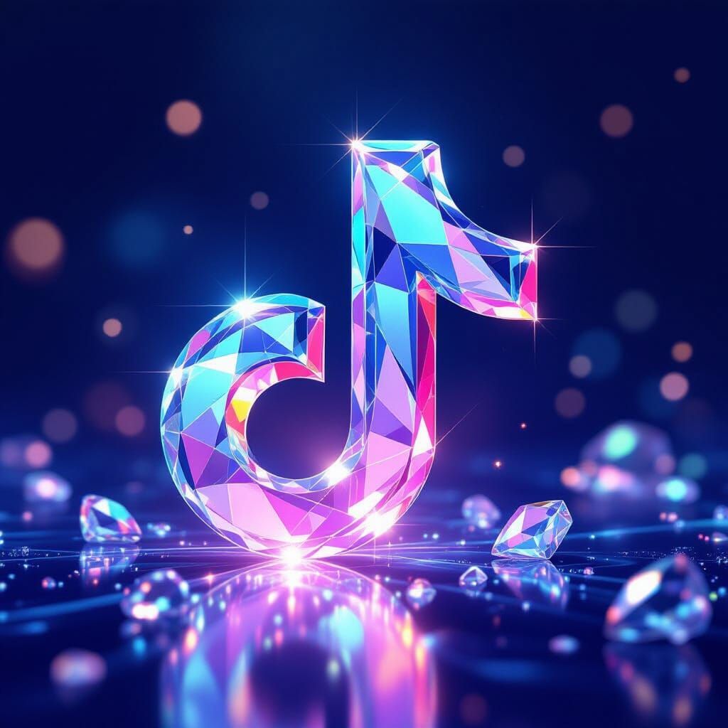 Sparkling Crystal TikTok Logo Floating Ethereally