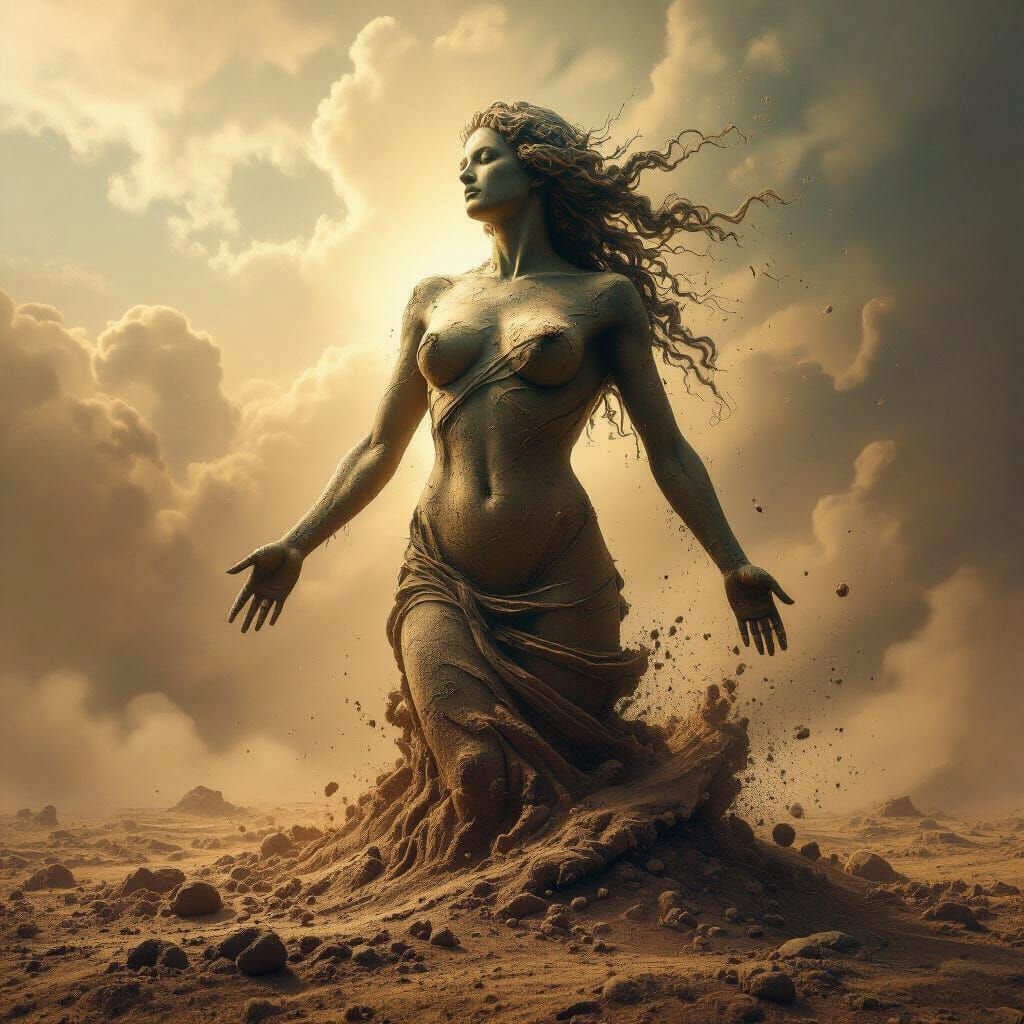 Humanity Born From Earth: Majestic Creation Scene