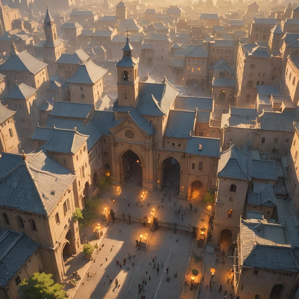 Heavenly Radiance in Old City Concept Art