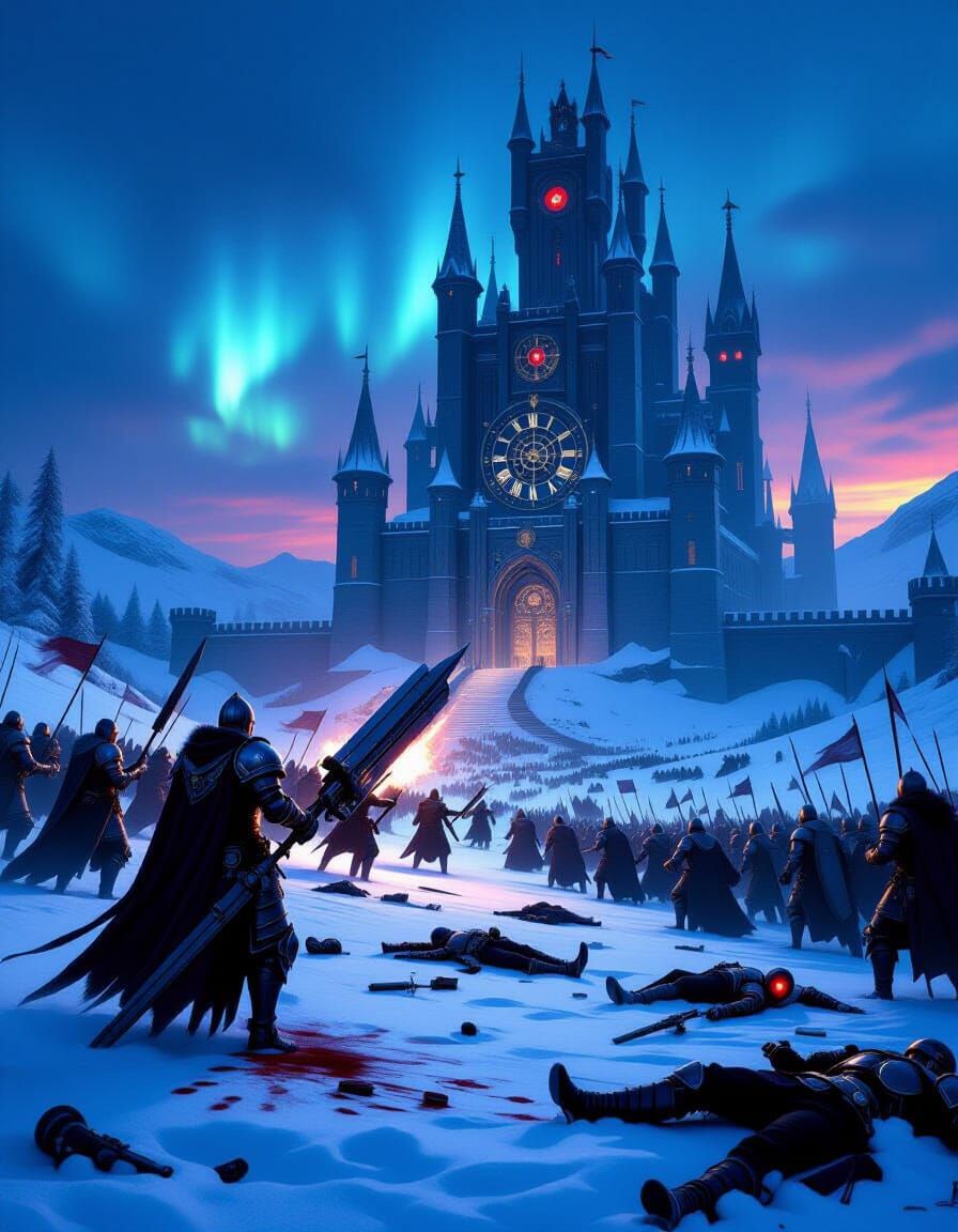 Clockwork Knights Battle Before Gothic Castle