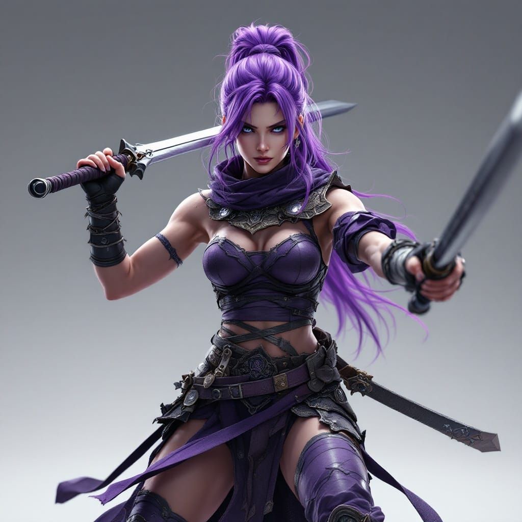 Ultra Realistic Female Warrior in Fierce Fighting Stance