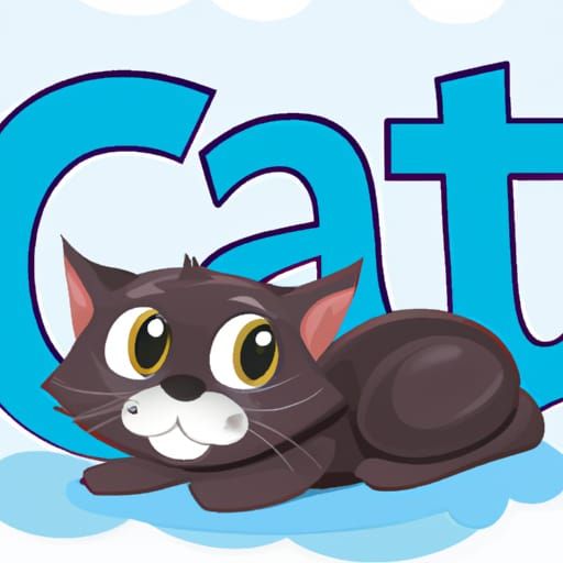 Cute Cartoon Cat with Playful Font