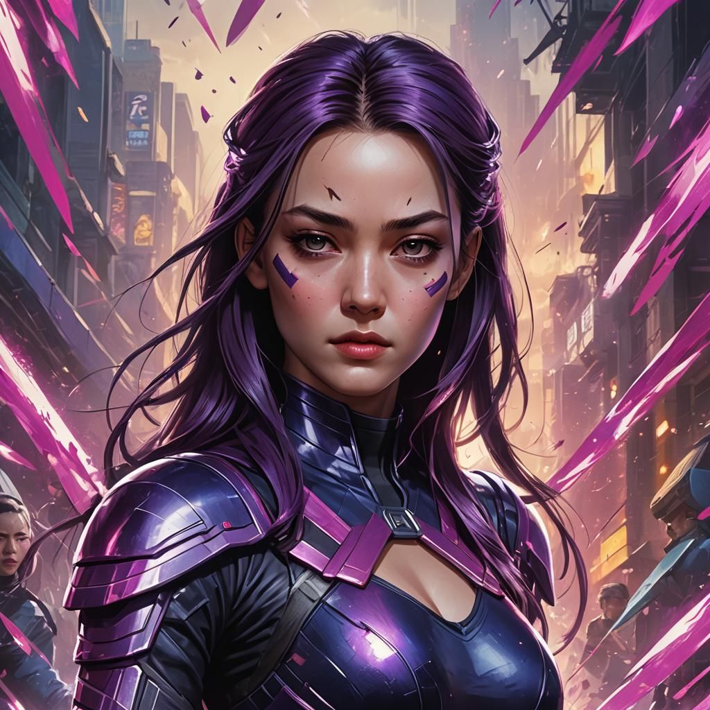 Psylocke Marvelpunk Portrait in Hyperdetailed Digital Art