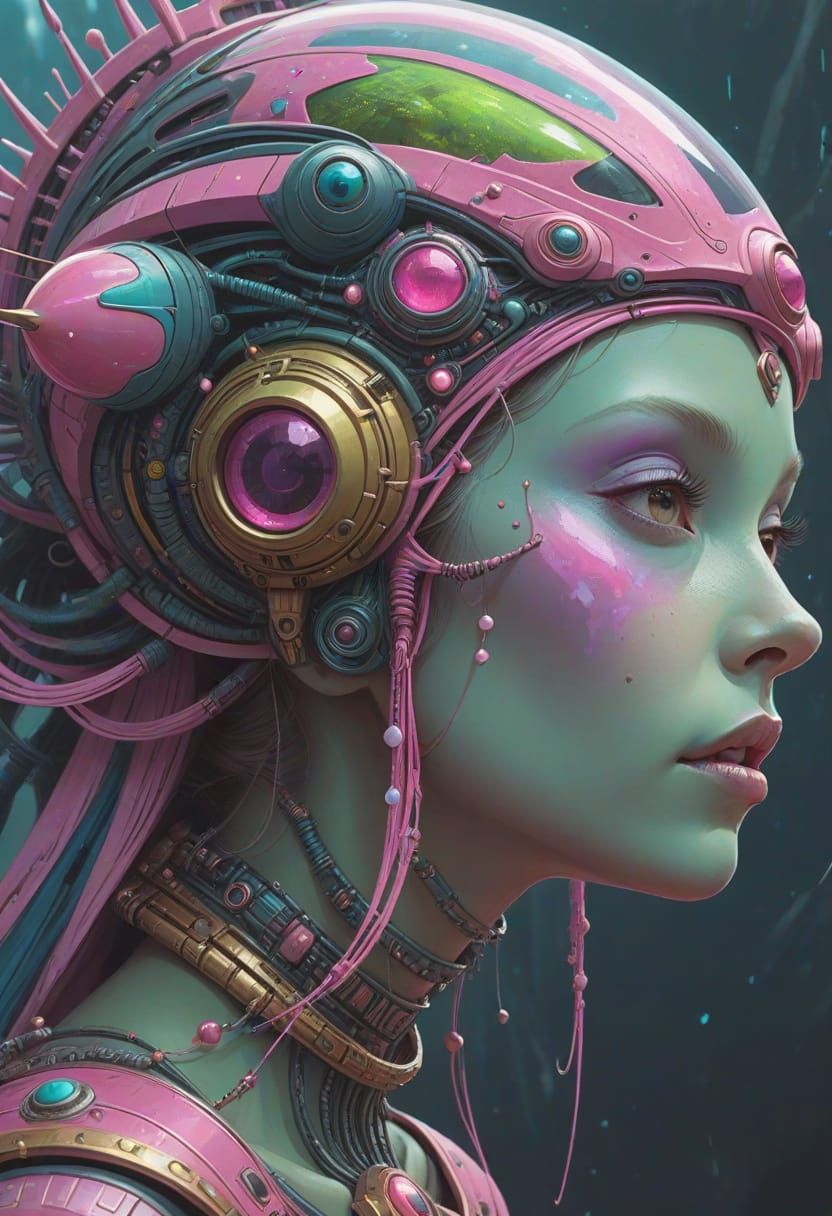 Whimsical Sci-Fi Alien Princess in Energy Tiara