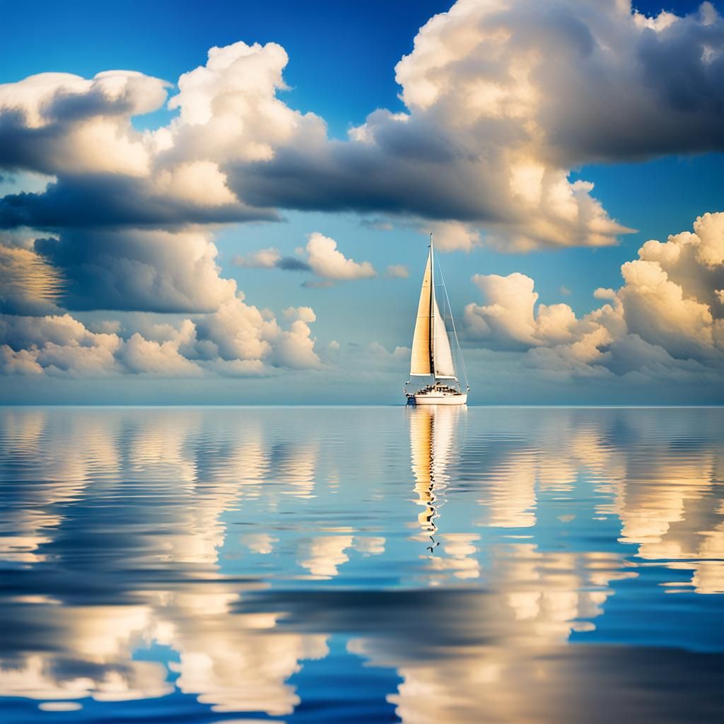Sailboat on Calm Sea: Seascape Photography