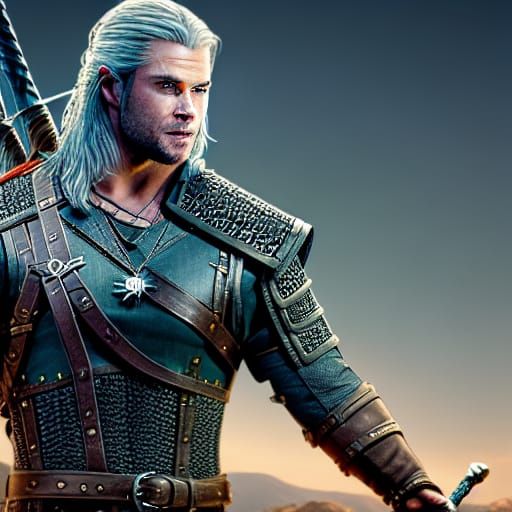 Geralt of Rivia: Chris Hemsworth in Hyperrealistic Art