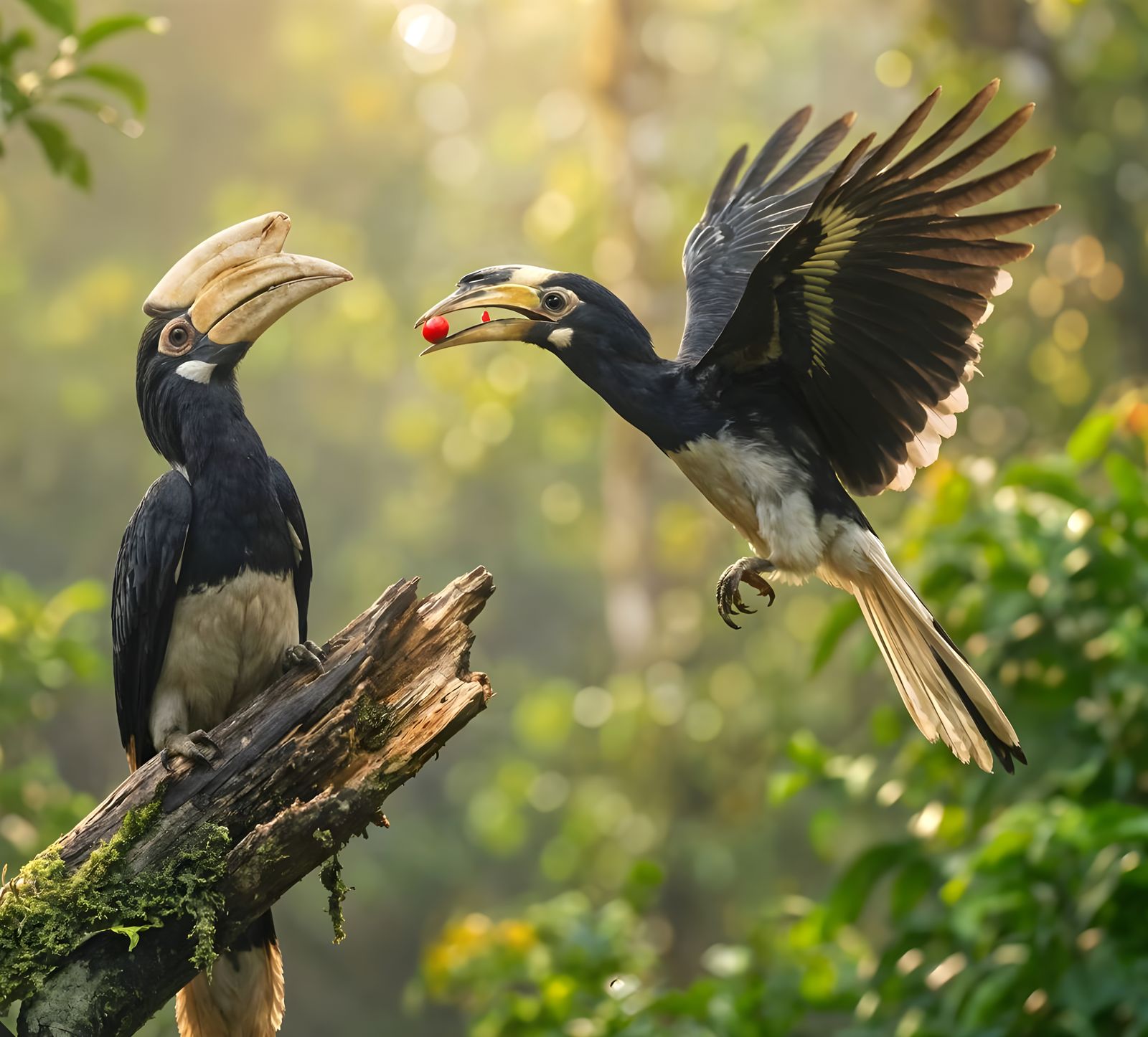 Trumpeter Hornbills, Courting Behaviour