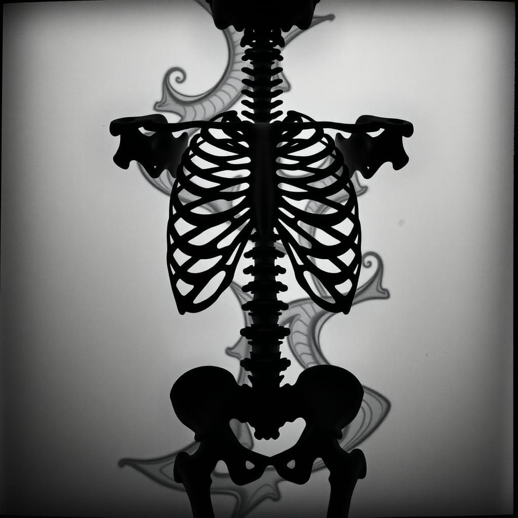 Skeleton Photogram in Black and White