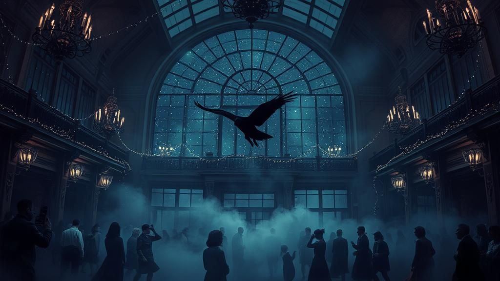 Blackbird Escapes Victorian Ballroom in Surreal Style