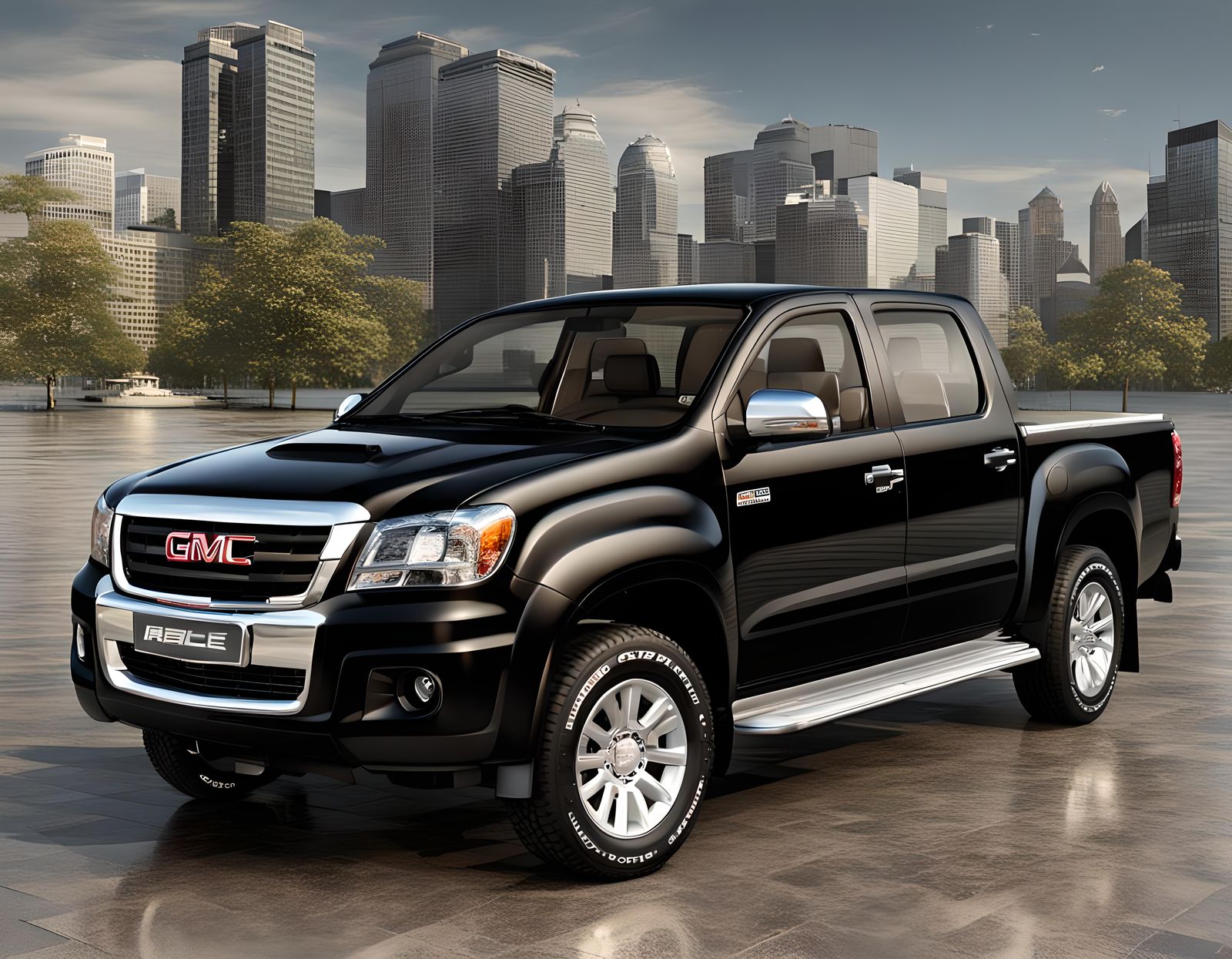 Black 2013 GMC HiLux Pickup in 3D Render