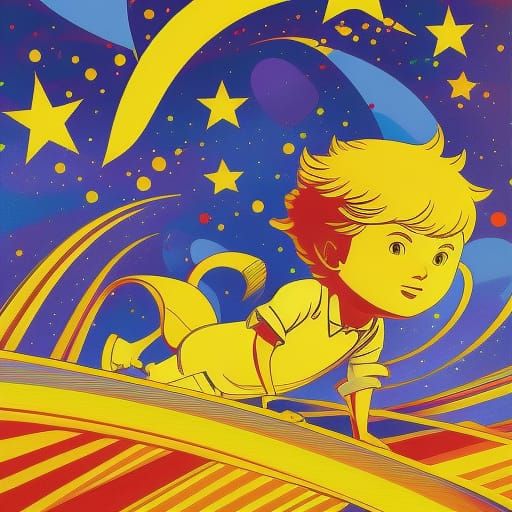 The Little Prince: Pop Art Caricature in Cyberpunk Style