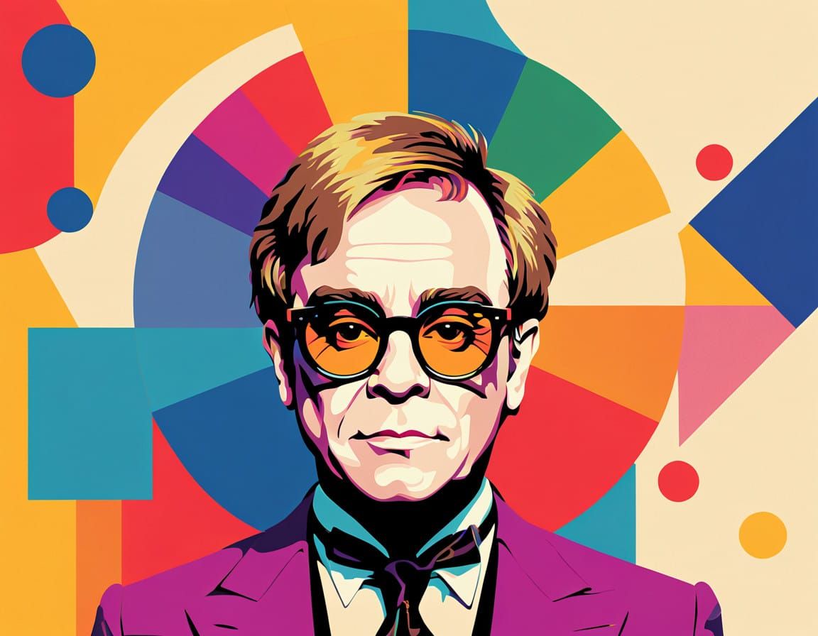 Elton John Portrait in Vibrant Triadic Colors