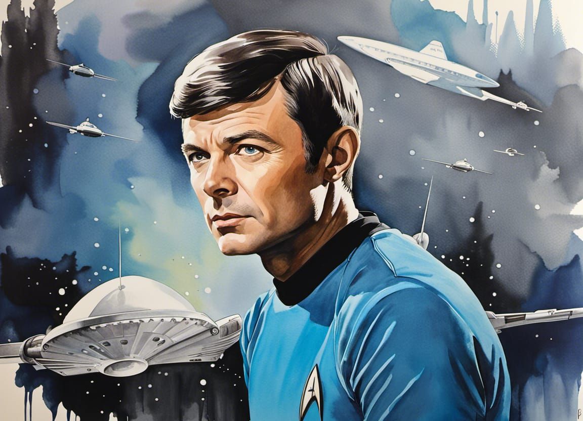 DeForest Kelley as Dr. McCoy: Watercolor Portrait