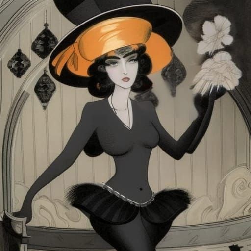 Eccentric Woman in Top Hat, Film Noir Style