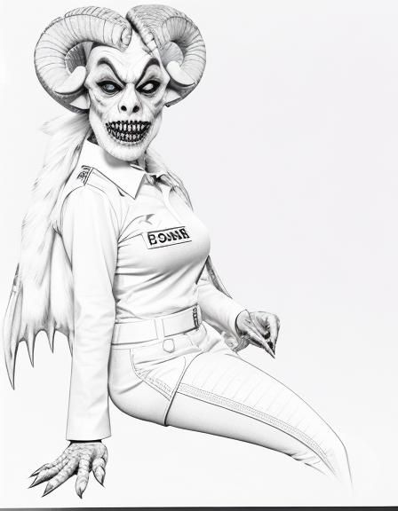 Realistic Reptilian Horrorland Character with Ram Horns