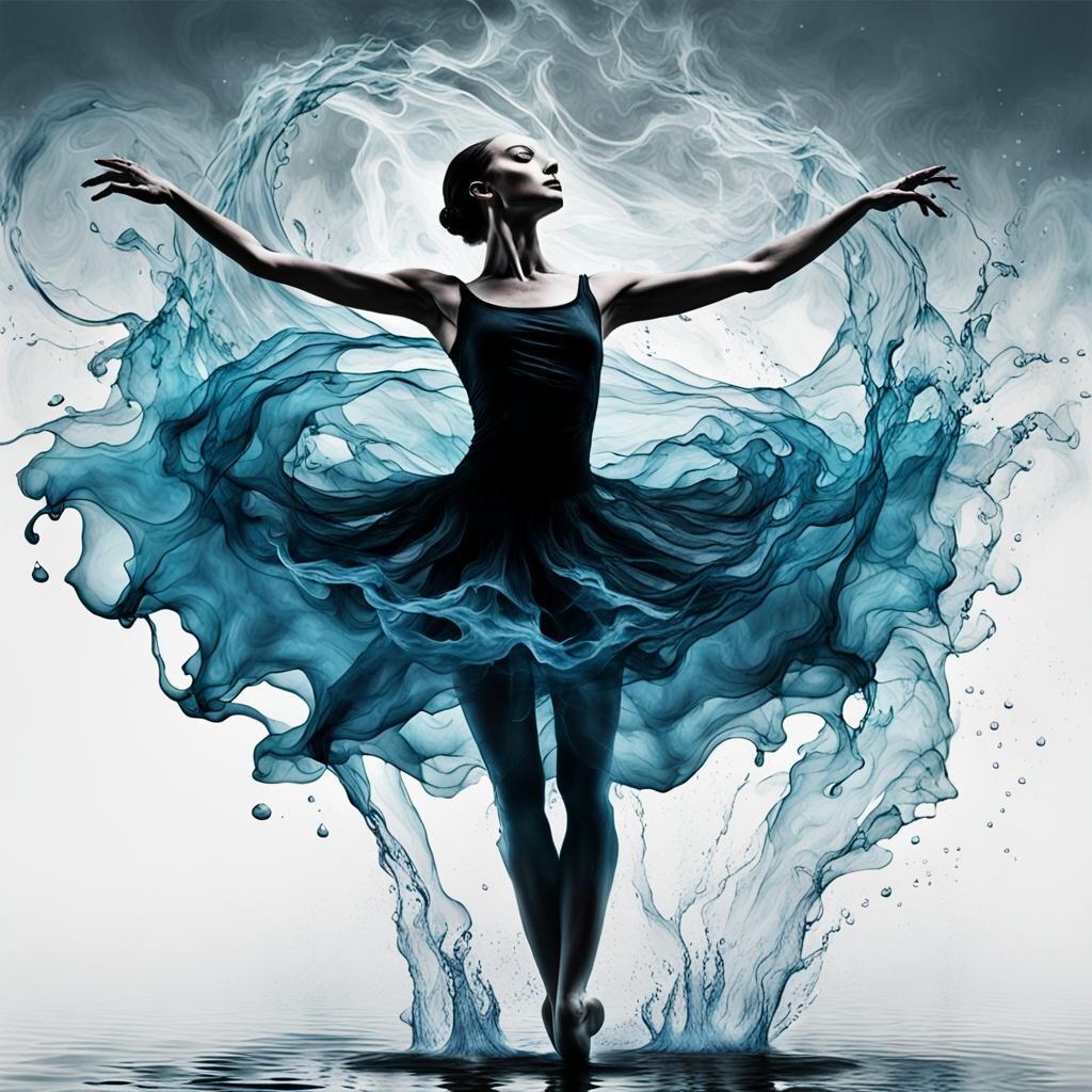 Abstract Water Ballerina: Flowing Dance of Light