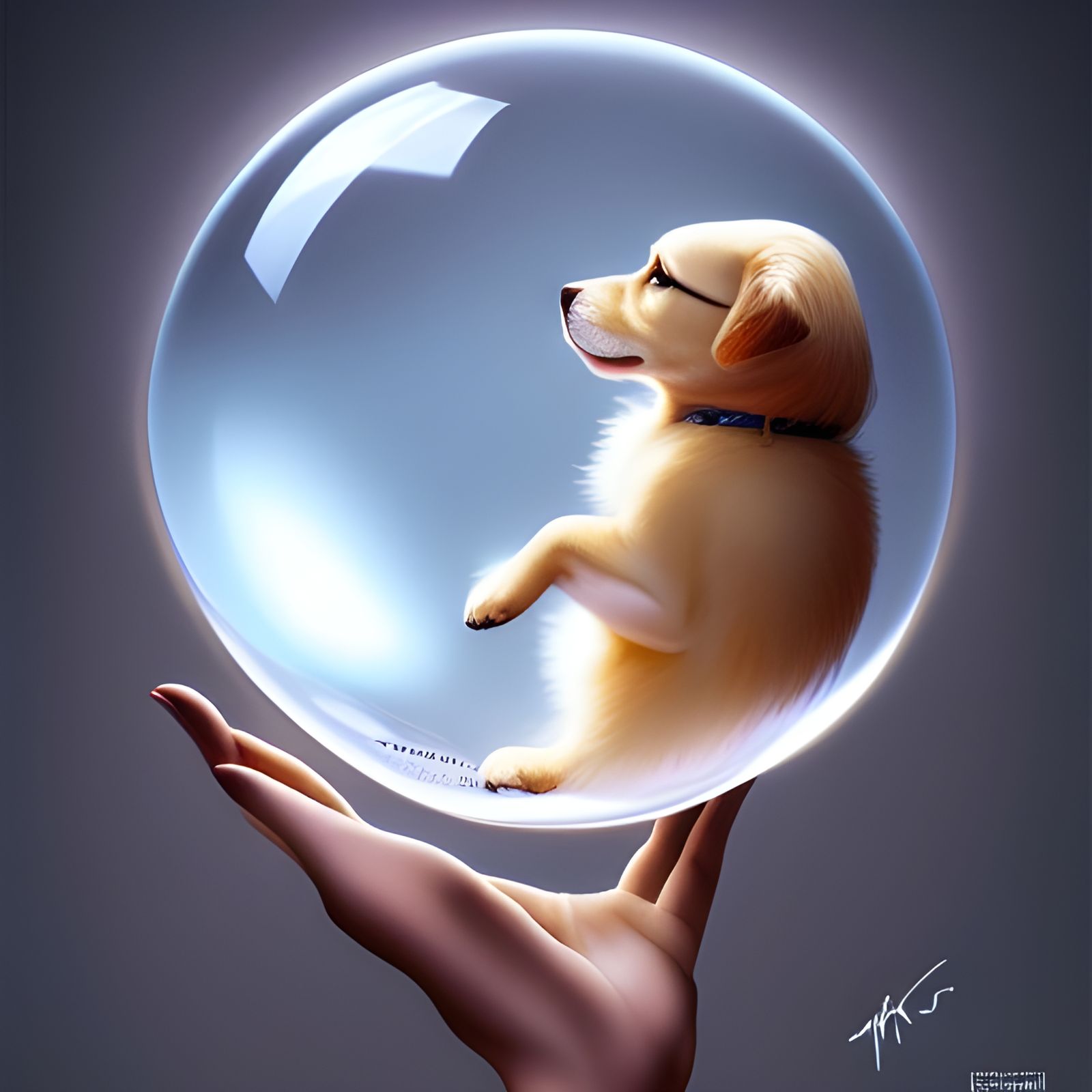 Peaches' Bathtime in a Glass Orb