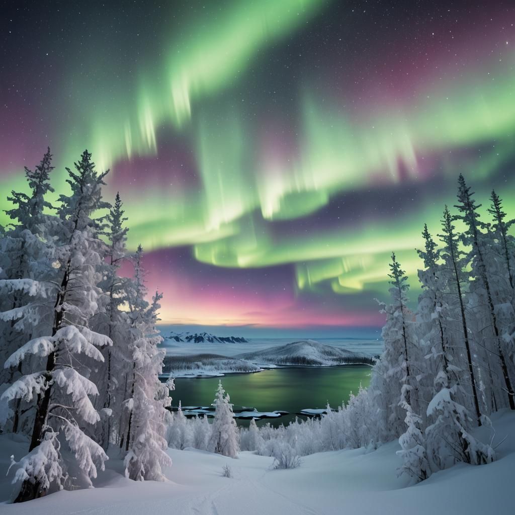 White Aurora Illuminates a Beautiful Paradise