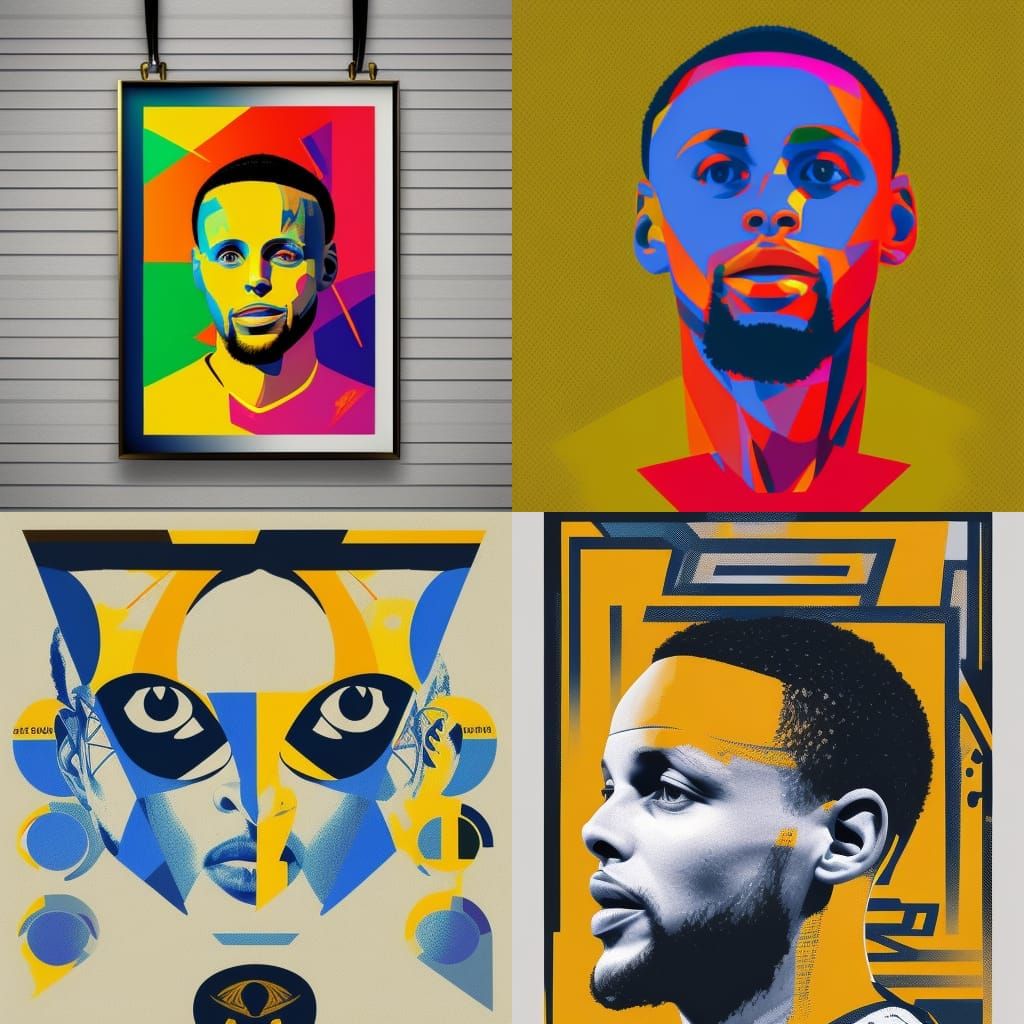 Stephen Curry Pop Art in Geometric Bauhaus Style
