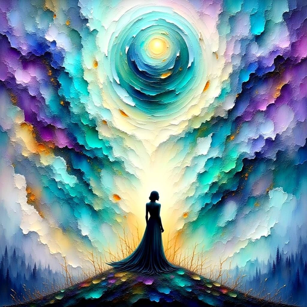 Textured Impasto Oil Painting with Soft Watercolor Effects