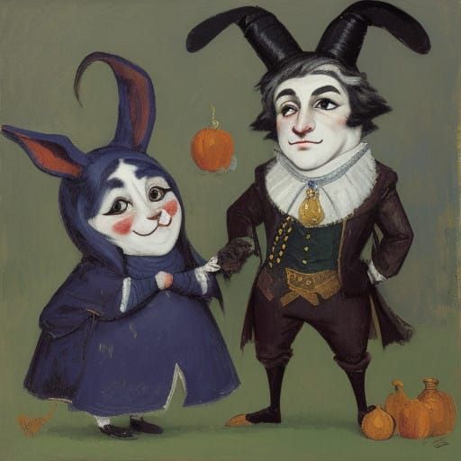 A Mischief-Making Rabbit in an Artistic Giclée Style