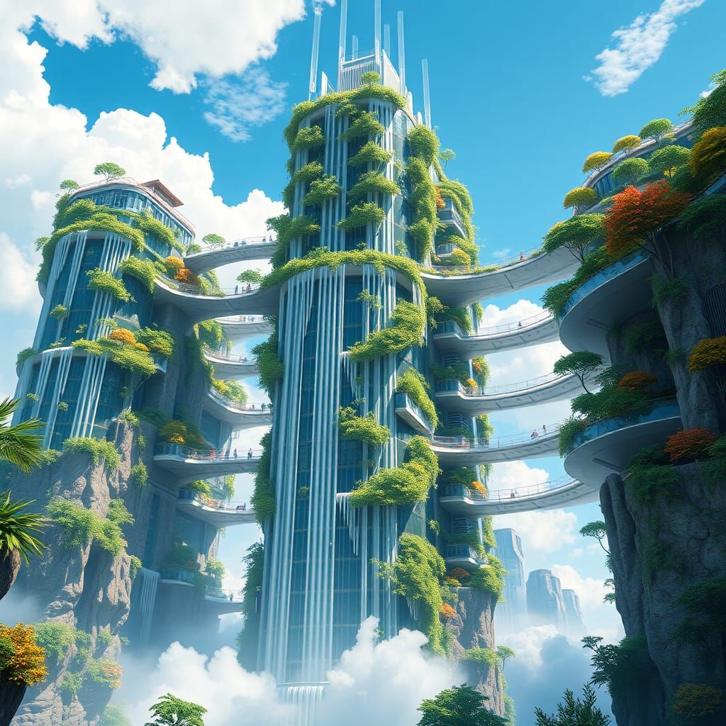 Futuristic Skyscraper: A Fusion of Nature and Technology