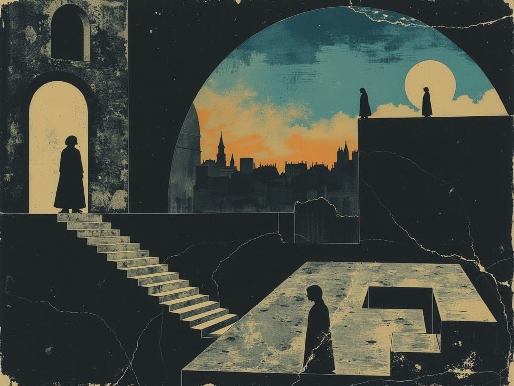 Surreal Stairway to Nowhere in Surrealist Style