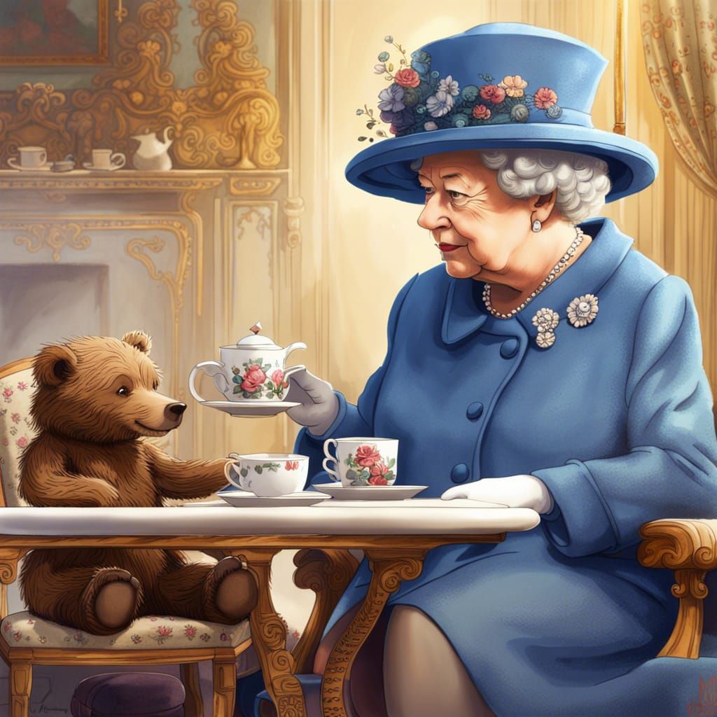 Her Majesty Queen Elizabeth has tea with her favourite companion, Paddington the Bear