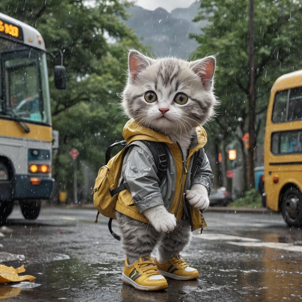 Kitten's First Day of School, Detailed Matte Painting