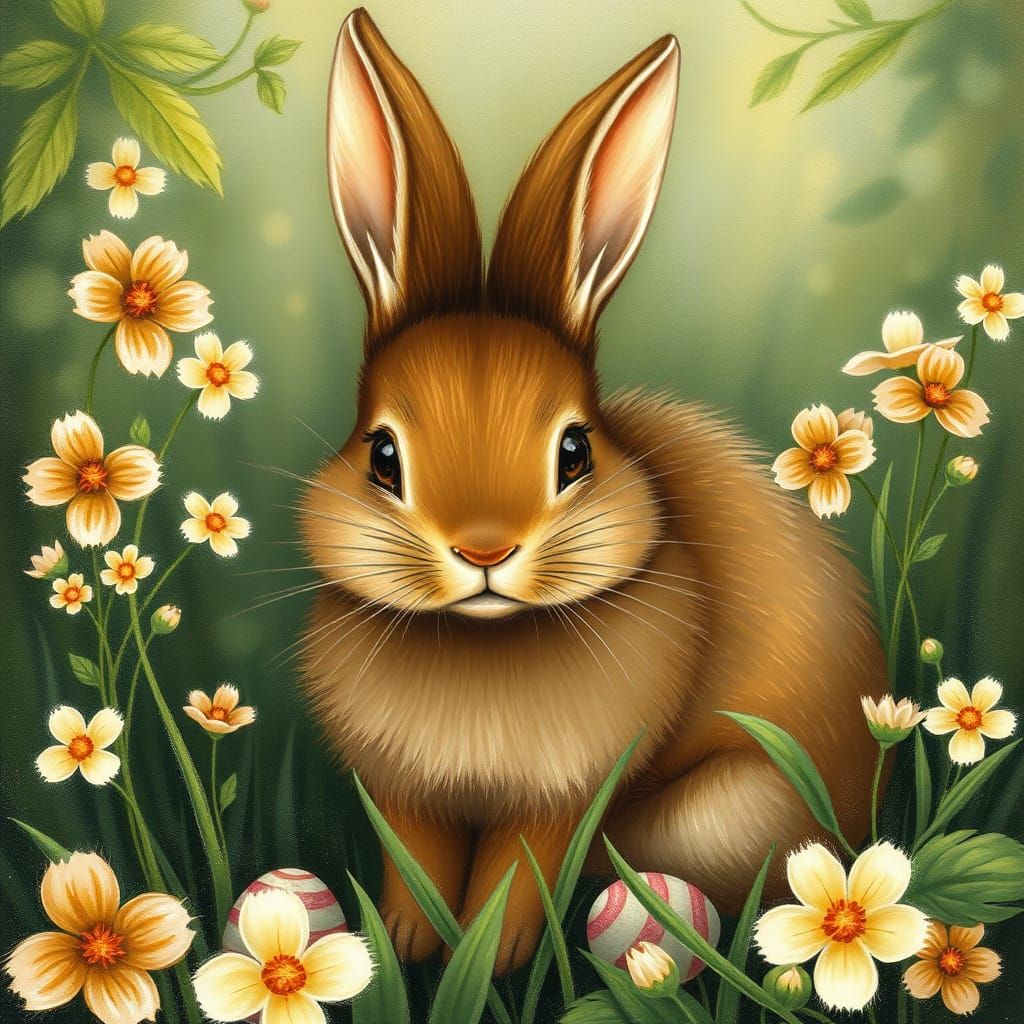 Whimsical Easter Bunny in Beatrix Potter Style