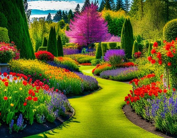 Colorful Flower Garden in Expressionist Style