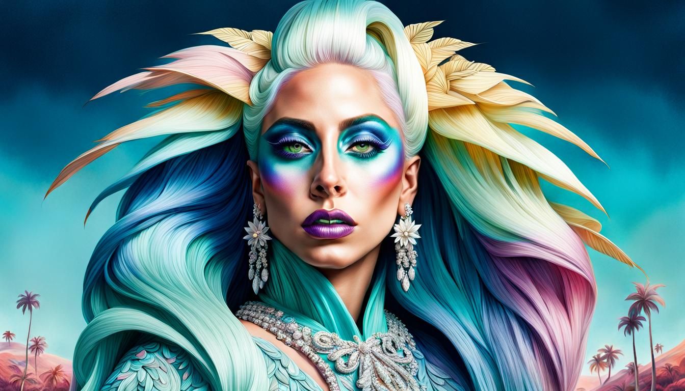 Lady Gaga Pastel Makeup in Detailed Matte Painting