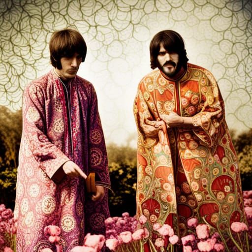 The Beatles in Sepia: Flower Power Photography
