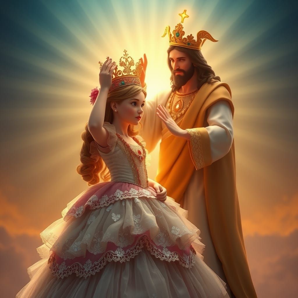 Jesus Christ Crowns Princess in Renaissance Style