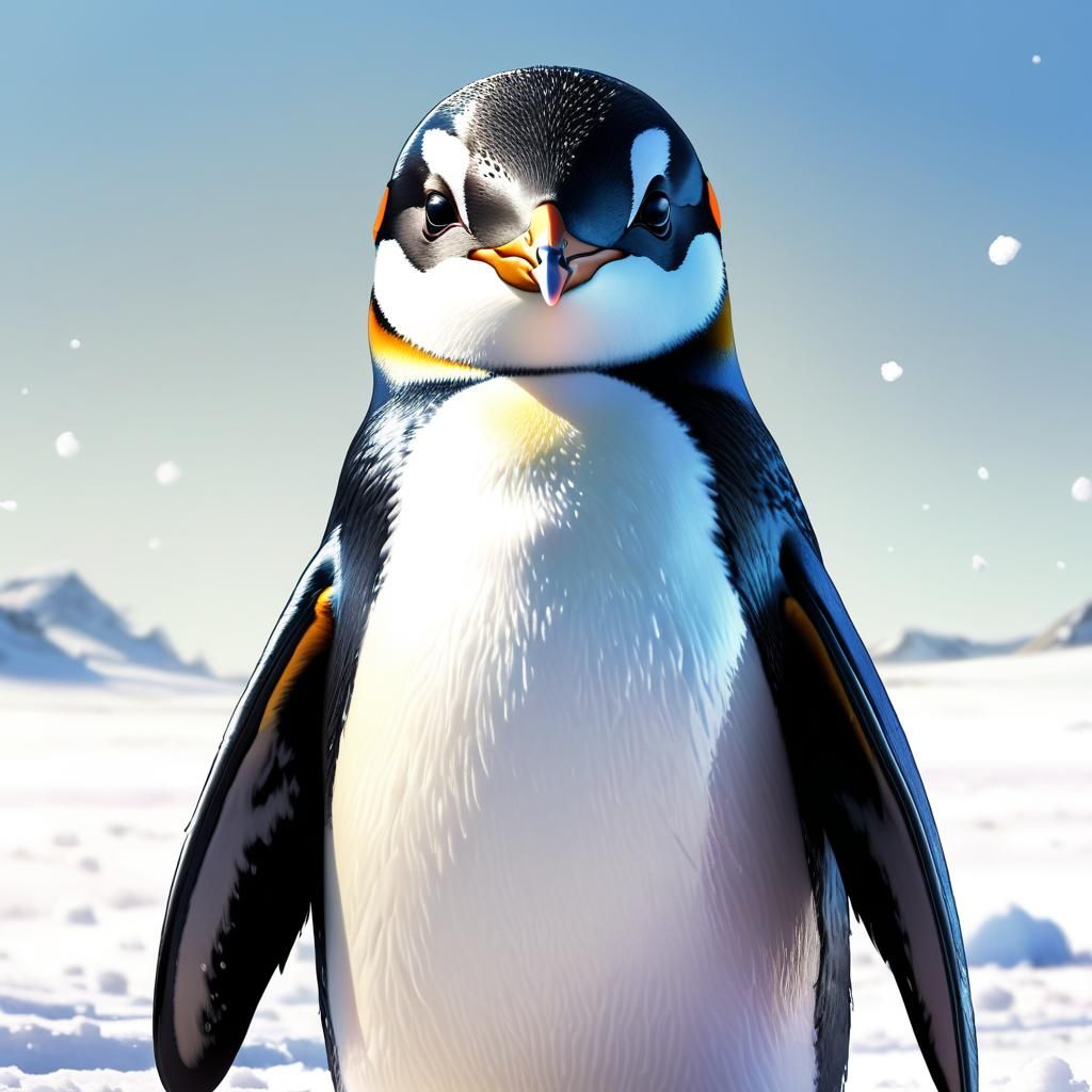 Penguin in Toadstool Armor: Anime Style Illustration